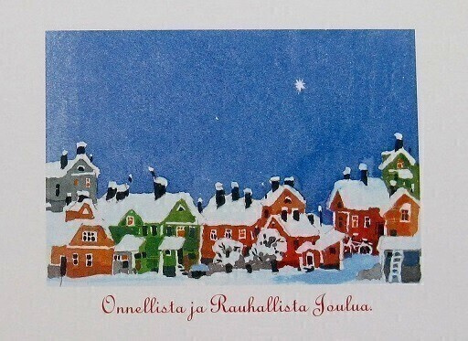 Talvinen kylä maisema Joulukortti