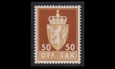 Norja 77x ** Virkamerkki 50 öre x-pap (1955)