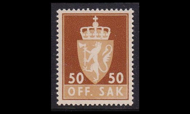 Norja 77x ** Virkamerkki 50 öre x-pap (1955)