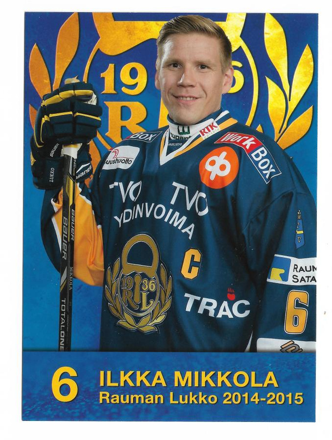 2014-15 Rauman Lukko Postikortti Ilkka Mikkola