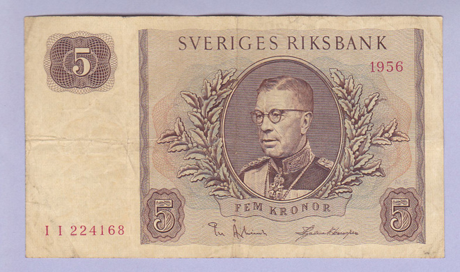 Ruotsi 5 Kronor v.1956 P-42c