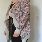 Yu & Me tummanpunainen/beige kuviollinen avoin neuletakki - pikkukuva 3