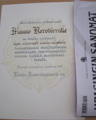 VANHA Luovari Palkinto Lappi Kemin Reserviupseerit 1975