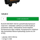 BLACK DECKER 160/24 paineilmakompressori *kuin uusi* - pikkukuva 5