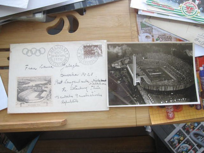 Olympia kuori 1952 postikortilla DDR:ään