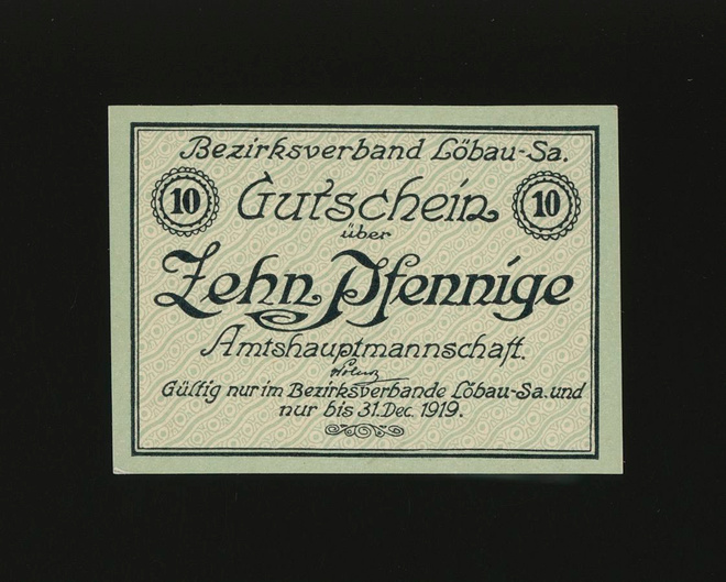 Saksa Notgeld 10 Pfennig, Löbau 1918