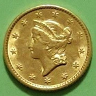 USA, 1 gold Dollar 1852, harvoin myynnissä. - pikkukuva 1