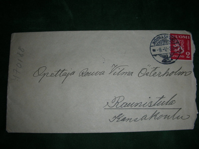 vanha kirjekuori Ruorasmäki 1933