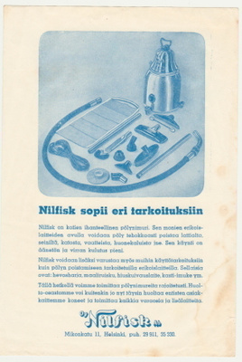 Nilfisk imuri mainos esite 40-luku?